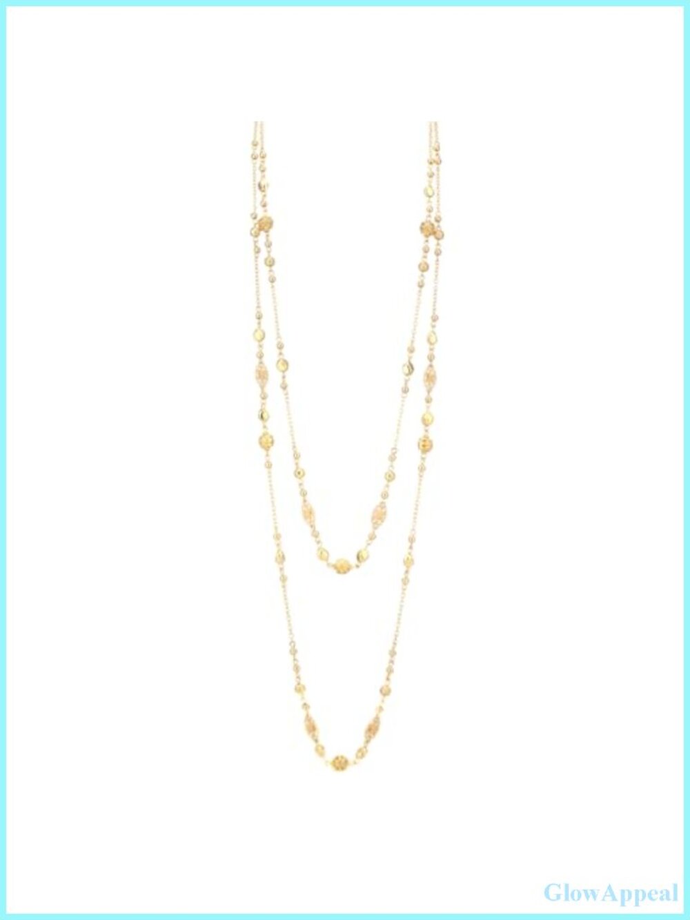Gold Plated Long Layered Necklace Natural Stone Beaded Double Strand